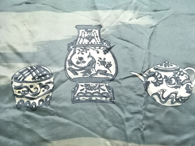 JAPANESE KIMONO / ANTIQUE MENS JUBAN / CERAMIC PATTERN
